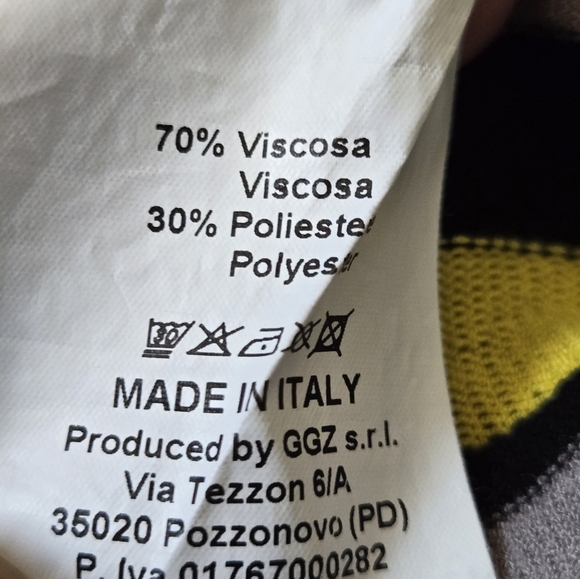 VICOLO ITALY Striped Yellow, grey and Black Knit Top. Size Large - Picture 7 of 9
